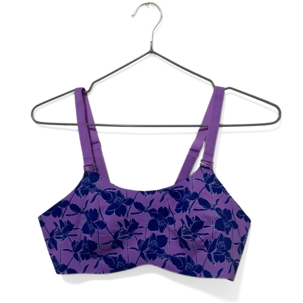 Knix Blue/Purple Floral Pattern Light Support Seamless Bra Size 32/34 A/B